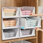 SNSLXH Stapelbarer Kleiderschrank Organizer – Multifunktionale Aufbewahrungsbox für Bad und Küche