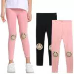SPFASZEIV Mädchen Leggings mit Lächeln Gesichts Muster für Kleinkinder