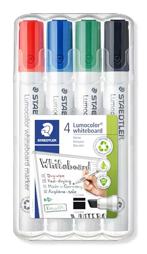 STAEDTLER Lumocolor Whiteboard Marker, trocken abwischbar, hohe Qualität, Keilspitze