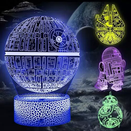 Star Wars 3D Lampe LED Nachtlicht mit Farbwechsel und Mustern für Fans