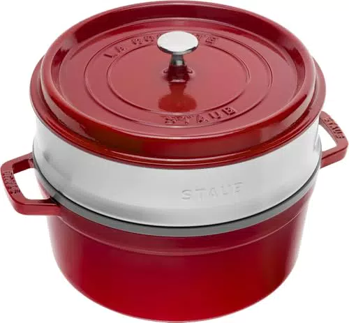 STAUB Gusseisen Bräter mit Dämpfeinsatz, Aromaregen Funktion, für alle Herdarten