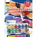 Stylex Deckfarbkasten 28179 mit 24 Wassermalfarben und abnehmbarem Deckel
