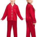 SWOMOG Seiden-Pyjama-Set für die Familie, Langarm Nachtwäsche