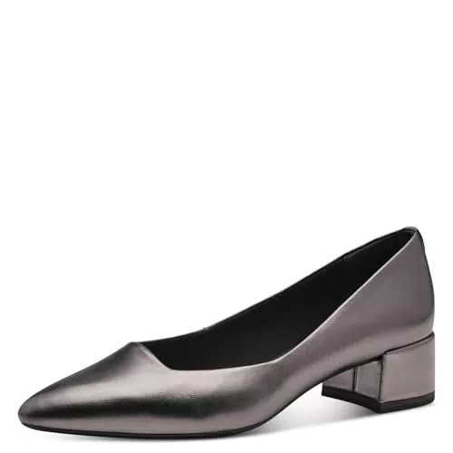 Tamaris Damen Pumps aus Leder mit bequemen Blockabsatz