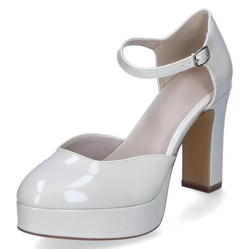 Tamaris Damen Pumps Riemen Vegan Blockabsatz