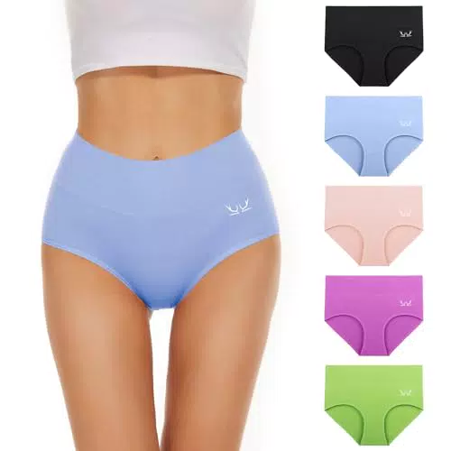 TANSTC Damen Unterhosen aus Baumwolle, Hohe Taille, Atmungsaktive Hipster