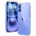 TAURI iPhone 16 Hülle, schlank und stoßfest, transparent und vergilbungsfrei