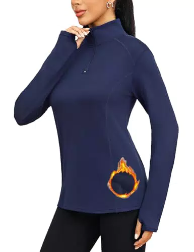 Terecey UPF 50+ Damen Sportshirt Atmungsaktiv mit 1/4 Zip für Yoga und Outdoor