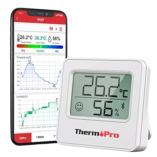ThermoPro TP357 Bluetooth Hygrometer – Digitales Raumthermometer mit App