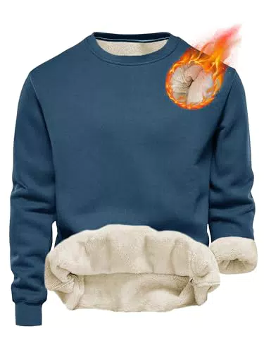 Tincini Herren Sweatshirt Winter Fleece Pullover Rundhals Langarm Warm
