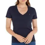 Tommy Hilfiger Damen T-Shirt Kurzarm Slim Cody V-Ausschnitt
