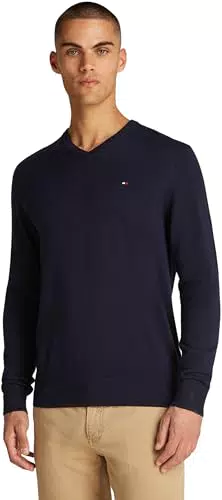 Tommy Hilfiger Herren Pullover Essential Cotton V-Ausschnitt
