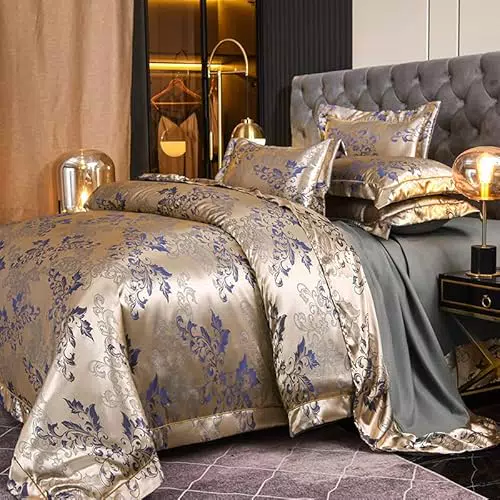 Tospass Kissenbezüge Satin Microfaser mit Jacquard Stickerei und Reißverschluss