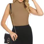 Totatuit Damen Ärmelloses Hohes Rollkragen Tank Top Basic Solid Shirt mit Elastischem Stehkragen Weich Stretch Rollkragenpullover Frühling Sommer Winter dunkelgrau