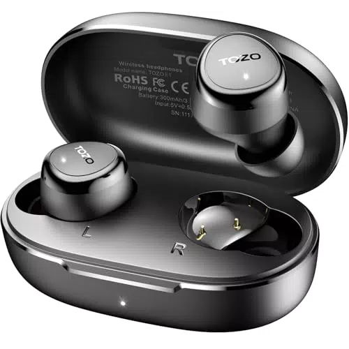 TOZO E1 Bluetooth Kopfhörer, kabellos mit APP, IPX6 wasserdicht, Noise Cancelling