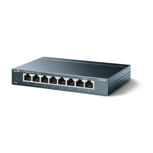 TP-Link TL-SG108 Gigabit Netzwerk Switch, unmanaged, Plug-and-Play, lüfterlos