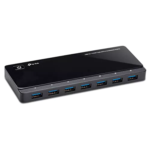 TP-Link UH700 7-Port USB 3.0 Hub mit Netzadapter und Kabel, bis zu 5 Gbit/s, Hot Swapping, für Windows, Mac OS, Linux