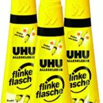 UHU Alleskleber flinke flasche, Glasklarer Alleskleber in der einzigartigen Flasche mit Drehklebekopf