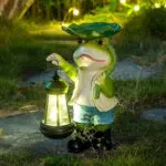Umikk Frosch Figuren Solar Garten Deko mit Laterne – Geschenkidee für jeden Anlass
