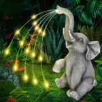 Umikk Garten Deko Elefant Statue mit Solar LED Licht – Wetterfest für den Außenbereich