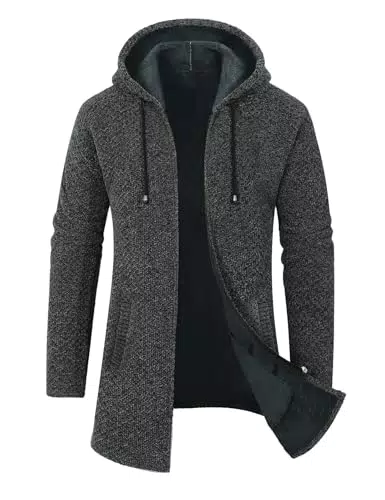 UMIPUBO Herren Strickjacke Hoodie mit Reißverschluss für Herbst und Winter