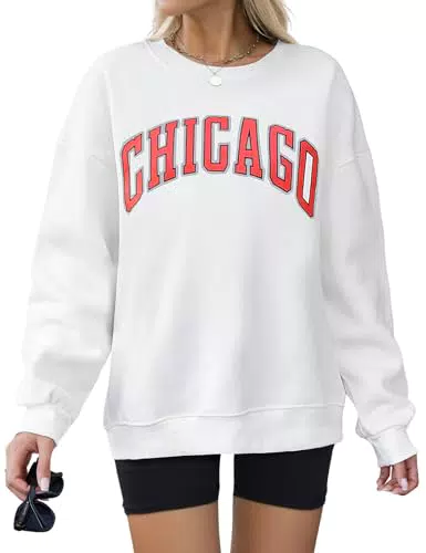 UMIPUBO Damen Sweatshirt Casual Pullover Vintage Rundhals Oversized