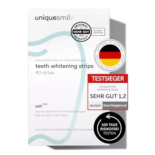 Uniquesmile Zahnaufhellung Whitening Strips - Peroxidfrei & natürliche Formel