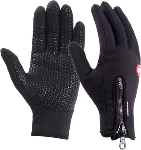UPhitnis Freizeit Fahrradhandschuhe Herren Winter - Touchscreen Fahrrad Handschuhe Damen mit Dünne Gefüttert - Winterhandschuhe für Männer Frau Wasserdicht & Winddichte