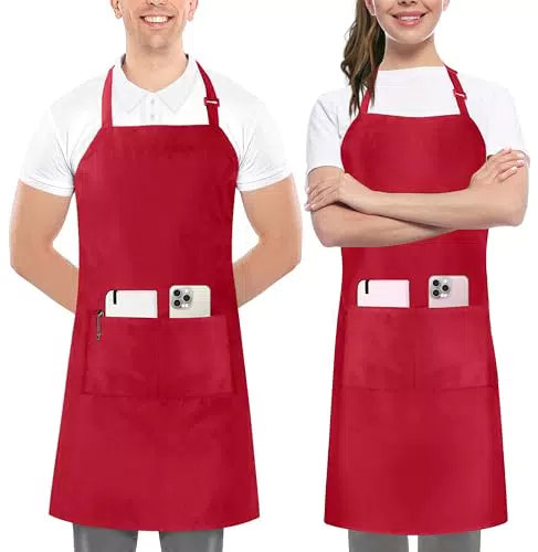 Utopia Kitchen 2 Pack verstellbare Latzschürze für Männer und Frauen mit 2 geräumigen Taschen - Schürzen für Köche BBQ Malerei Backen Kochen - Blau