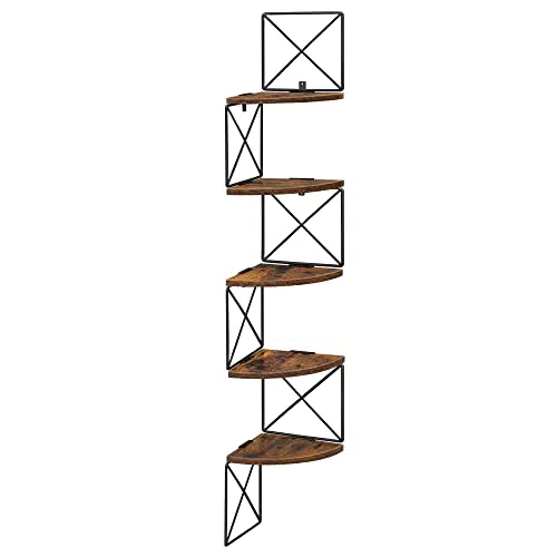 VASAGLE Eckregal mit Zickzack-Design, 5 Ebenen für Schlafzimmer und Wohnzimmer