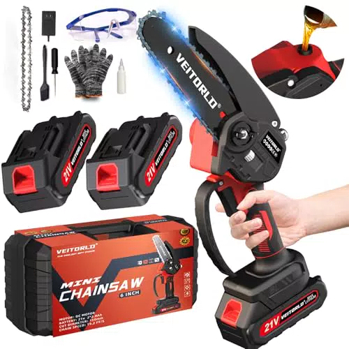Veitorld Mini Kettensäge mit automatischem Ölsystem – ideale Geschenke für Männer