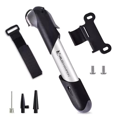 VeloChampion Mini-Fahrradpumpe 100 PSI – tragbare Pumpe für Presta, Schrader, Dunlop