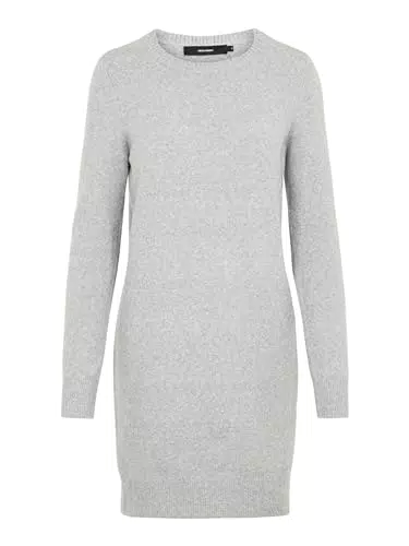 VERO MODA Mini Strickkleid Langarm Rundhals Regular Fit Oberschenkellang