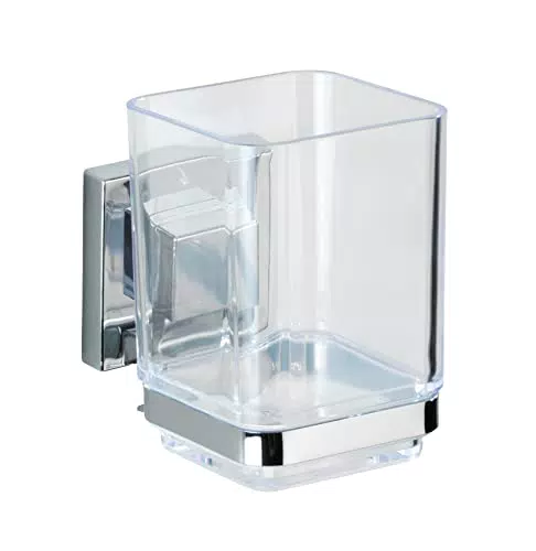 WENKO Vacuum-Loc Zahnputzbecher Quadro aus Edelstahl