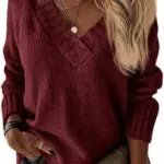 Wenrine Damen Pullover Winter Langarm V-Ausschnitt Strickpullover Sexy