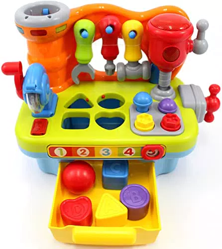 Werkbank Spielzeug für Kinder ab 1 Jahr – Geschenk für Jungen mit Musik und Licht
