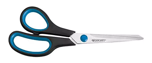 Westcott E-30282 Schere Easy Grip für Linkshänder, rostfrei, gerade, asymmetrisch