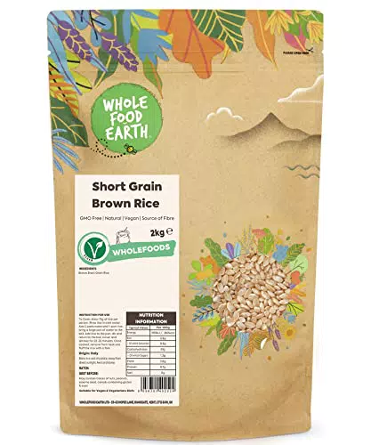 Wholefood Earth Kurzkornbrauner Reis - GMO-frei, vegan und ohne Zuckerzusatz