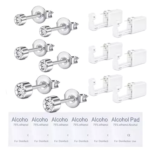 WillTen Ohrloch Stecher Set – Piercing Set mit Diamant Ohrringen und Pistole