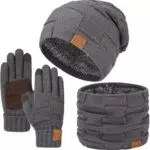 Yoolhamy Winter Mütze, Schal und Handschuhe Set für Herren und Damen