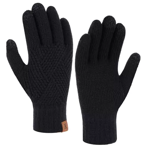 ZASFOU Damen Winterhandschuhe Touchscreen - Warme Strickhandschuhe für kaltes Wetter