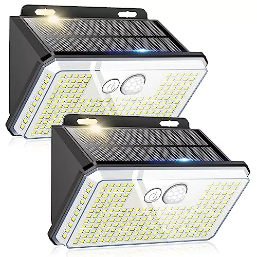 ZEEFO Solarlampe für Außen mit 235 LEDs und Bewegungsmelder, IP68, 3 Modi