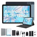 Android 14 Tablet 10 Zoll, 4G LTE, 5G WiFi, 14GB RAM, 128GB Speicher, Octa-Core