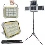 LED Arbeitsleuchte mit Stativ - 25000 Lumen, IP66, kabellos, mit Solarpanel