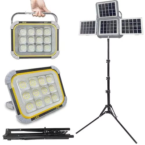 LED Arbeitsleuchte mit Stativ - 25000 Lumen, IP66, kabellos, mit Solarpanel