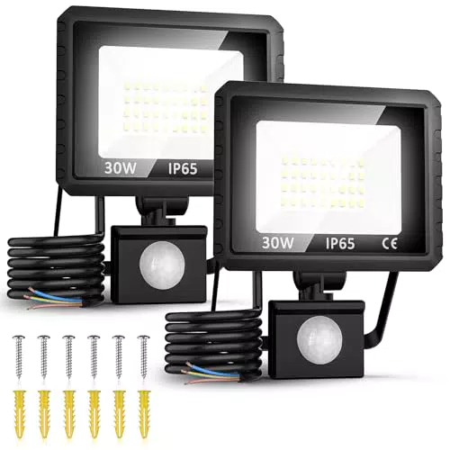 LED Strahler mit Bewegungsmelder 30W, 3000 LM, IP65 Wasserdicht für Außenbeleuchtung