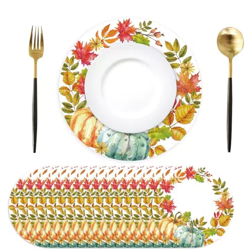 Ahornblätter Tischsets rund für Küche, Restaurant und Feiern, Ø 35 cm