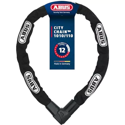 ABUS Kettenschloss CityChain 1010 Fahrradschloss aus gehärtetem Stahl Sicherheitslevel 12 170 cm Schwarz