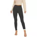 AMIYOYO Thermo Leggings Damen Gefüttert Leggings Fleece Weiß Thermohose Leggins Blickdicht Unterwäsche Strumpfhose Winter Weihnachten Schneeflocke