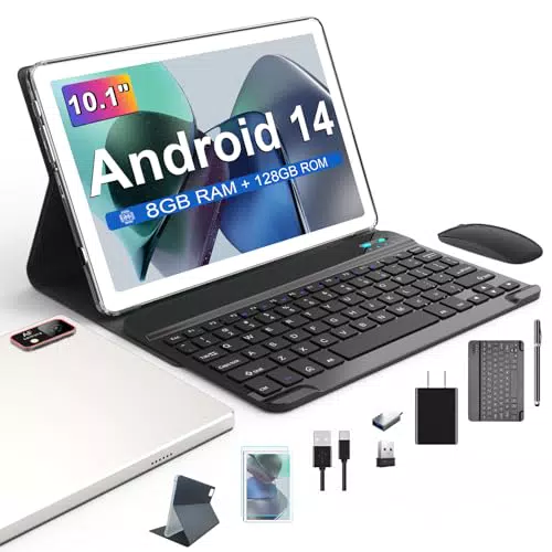 Android 14 Tablet 10 Zoll, 5G WiFi, 8GB RAM, 128GB ROM, Octa-Core, GMS